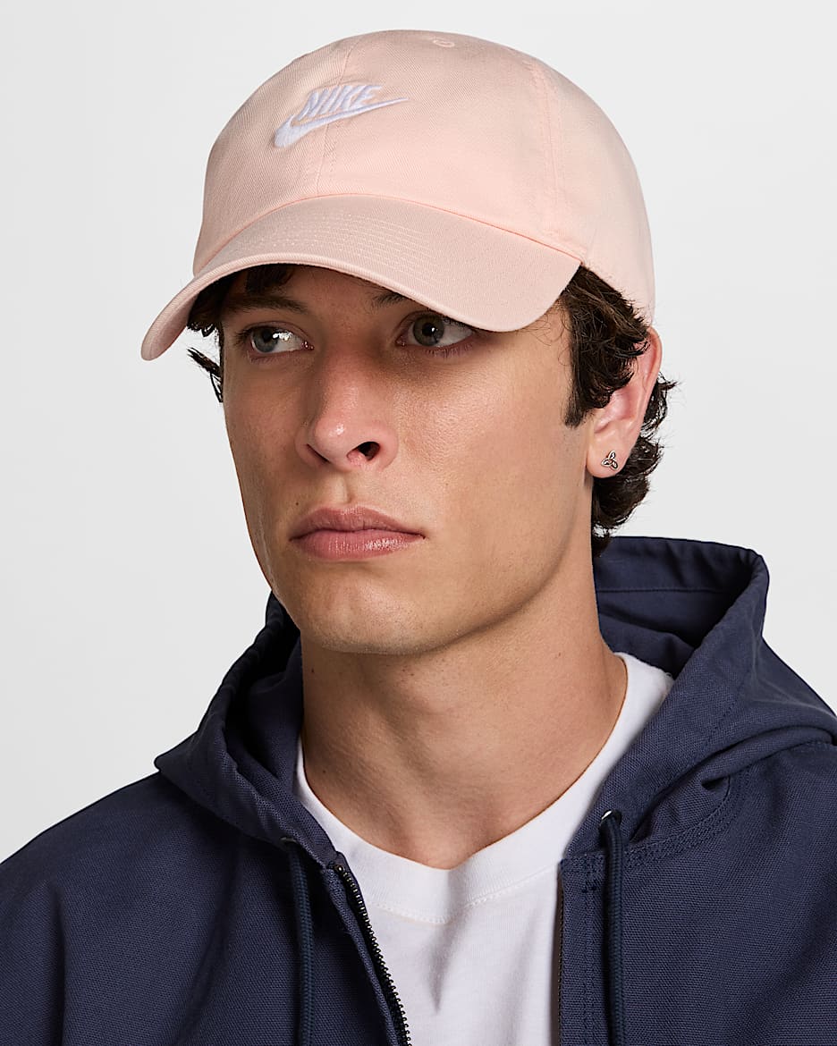 Casquette délavée souple Futura Nike Club pour enfant - Washed Coral/Blanc