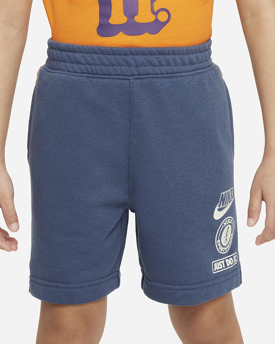 Nike Sportswear "Leave No Trace" French Terry Taping Shorts Little Kids' Shorts - Diffused Blue