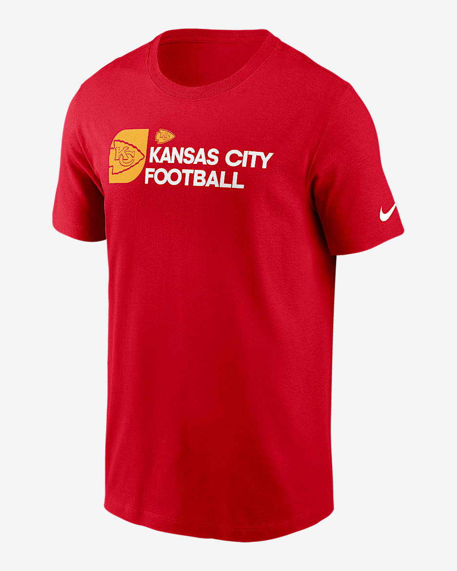 Kansas City Chiefs Team Outline Essential T-Shirt Men's Nike NFL T-Shirt - University Red