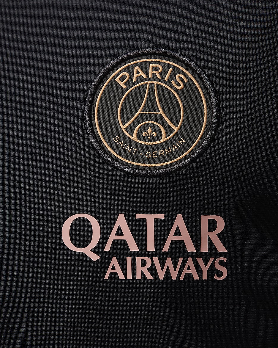 Męski dzianinowy dres piłkarski Jordan Dri-FIT Paris Saint-Germain Strike (wersja trzecia) - Czerń/Rust Pink/Rust Pink