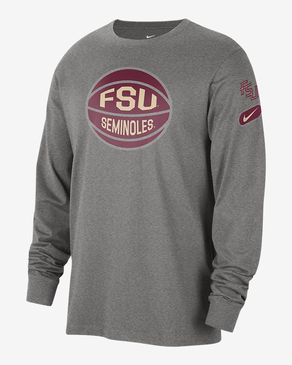 Florida State Fast Break Men's Nike College Long-Sleeve T-Shirt - Dark Grey Heather