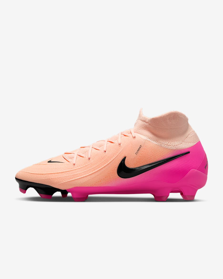 Tacos de fútbol FG de corte high Nike Phantom Luna 2 Pro - Tinte carmesí/Avalancha rosa/Negro