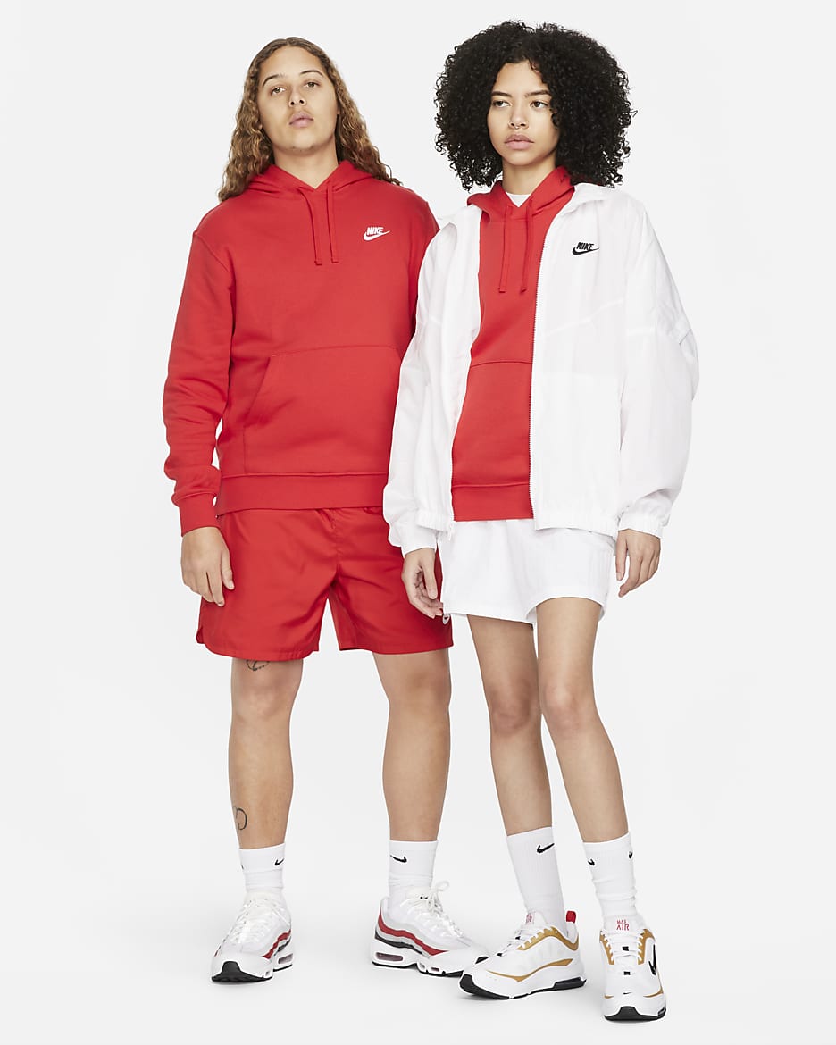 Felpa pullover con cappuccio Nike Sportswear Club Fleece - University Red/University Red/Bianco