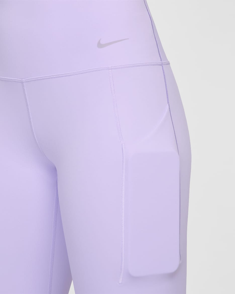 Legging long taille haute à maintien normal avec poches Nike Universa pour femme - Lilac Bloom/Noir