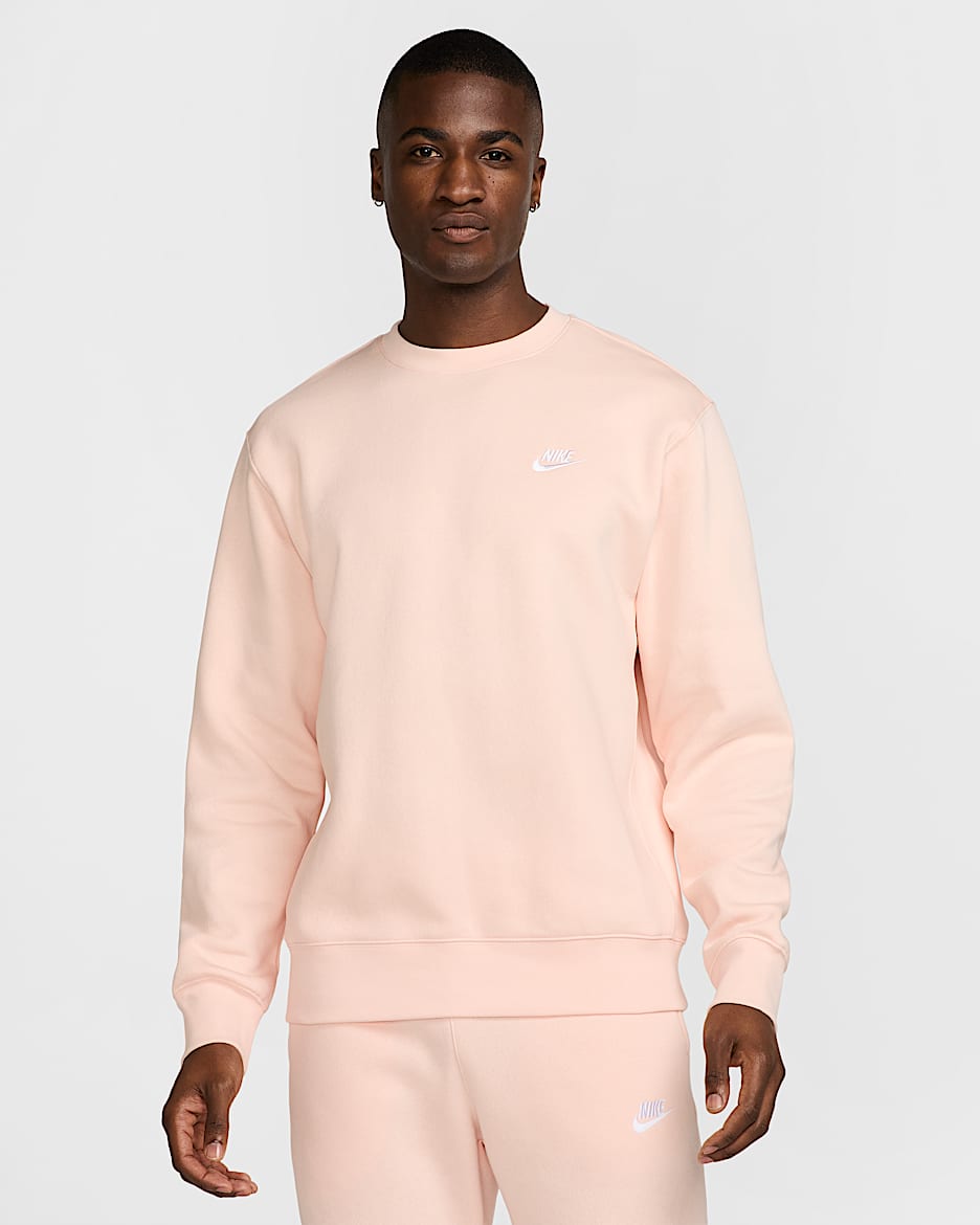 Nike Sportswear Club Fleece Men's Crew - Washed Coral/White