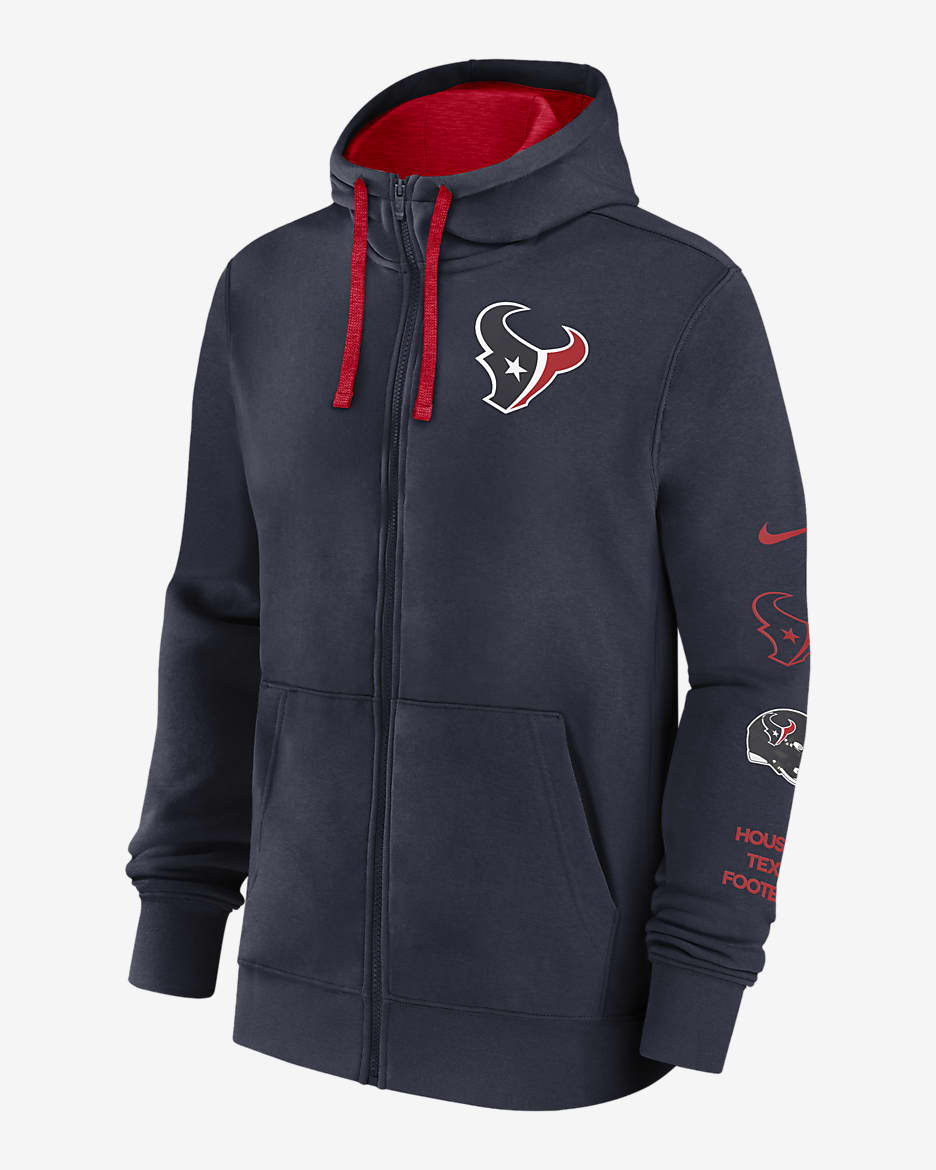 Houston Texans Club Men's Nike NFL Full-Zip Hoodie - Navy