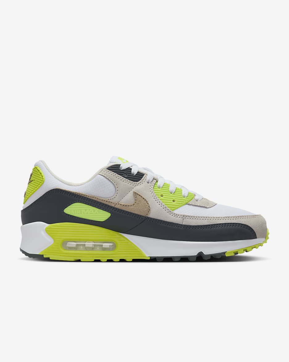 Nike Air Max 90 Men's Shoes - White/Cyber/Dark Smoke Grey/Khaki