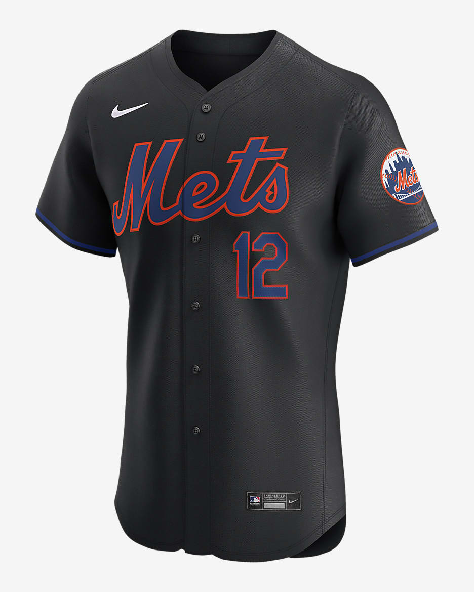 Francisco Lindor New York Mets Men's Nike Dri-FIT ADV MLB Elite Jersey - Black