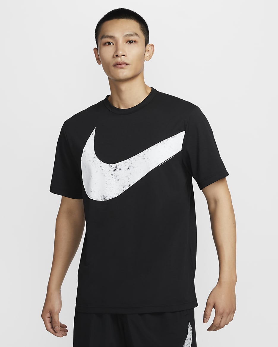 Nike Hyverse Swoosh Men's Dri-FIT Short-Sleeve Fitness Top - Black/White