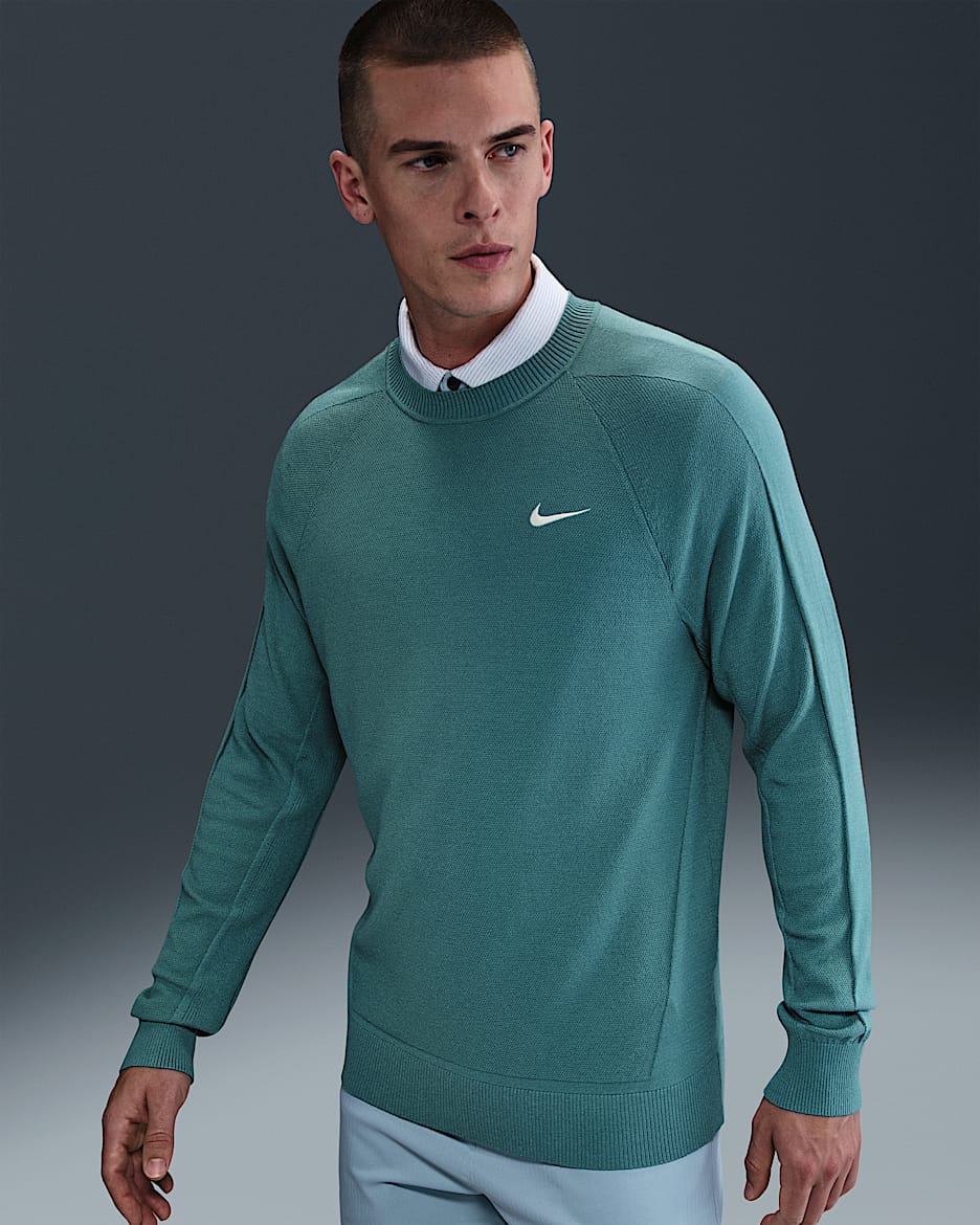 Suéter de golf para hombre Nike Tour - Azul verdoso mineral/Marfil pálido