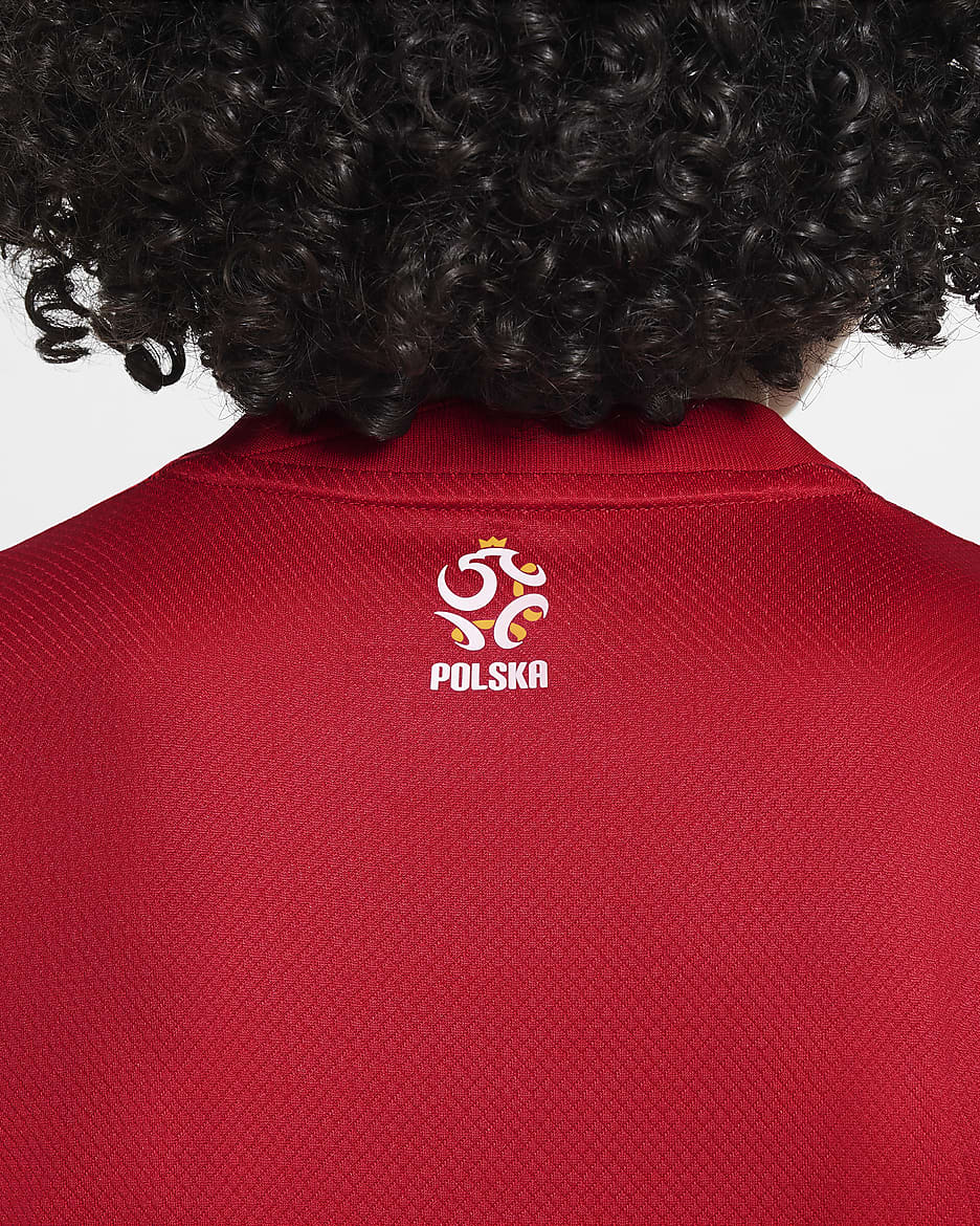 Segunda equipación Stadium Polonia 2024/25 Camisa de fútbol tipo réplica Nike Dri-FIT - Niño/a - Carmesí brillante/Gym Red/Team Red/Blanco