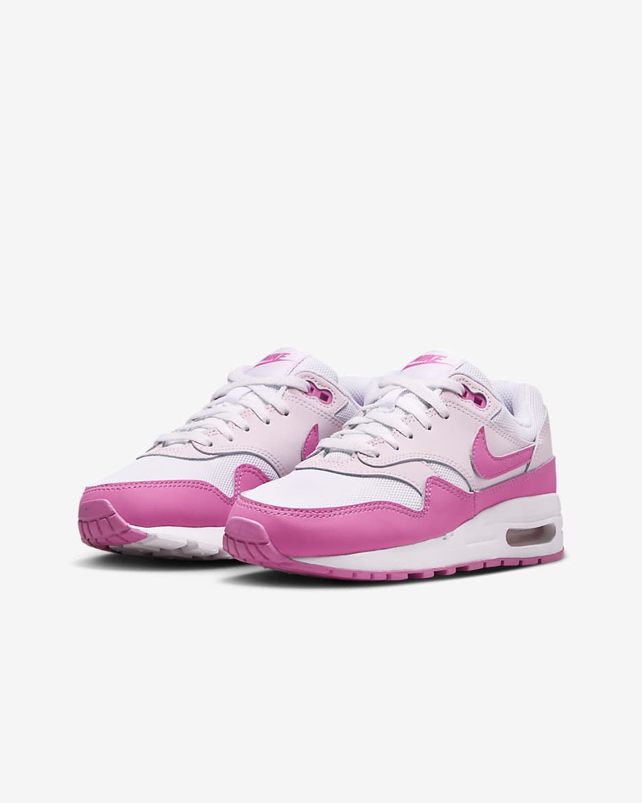 Nike Air Max 1 Big Kids' Shoes - White/Pink Foam/Playful Pink