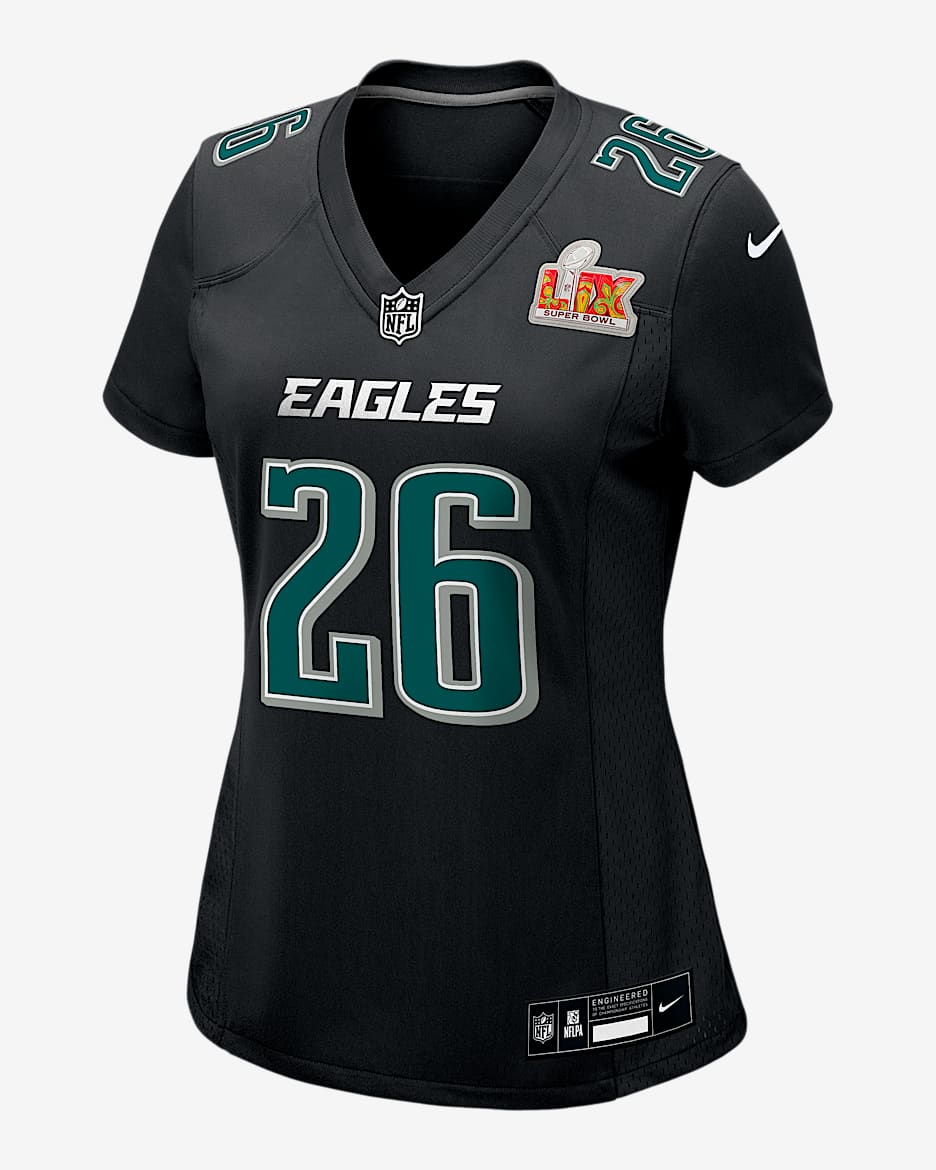 Saquon Barkley Philadelphia Eagles Super Bowl LIX Women’s Nike NFL Game Fashion Jersey - Black