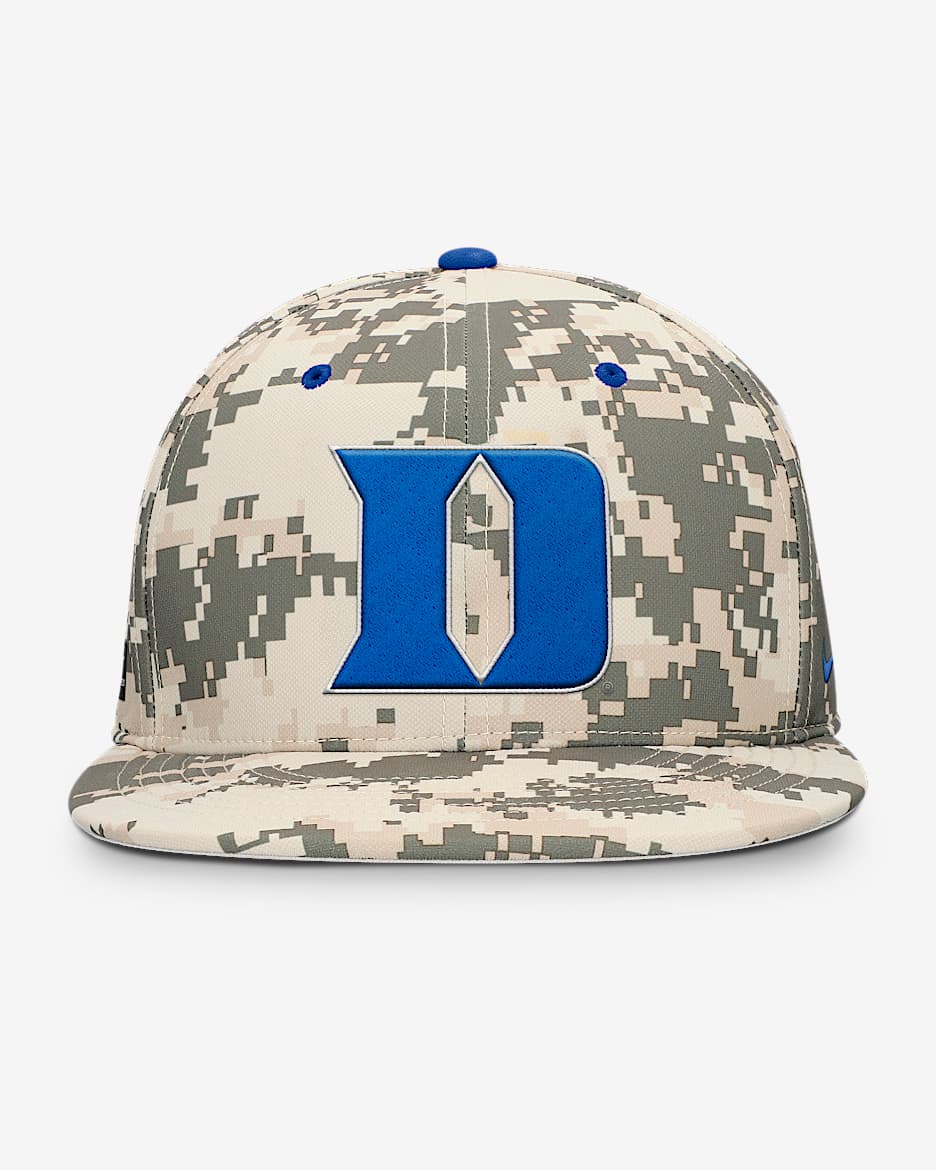 Gorra universitaria Nike Dri-FIT ajustada para hombre Duke Blue Devils Dugout True - Verde camuflaje