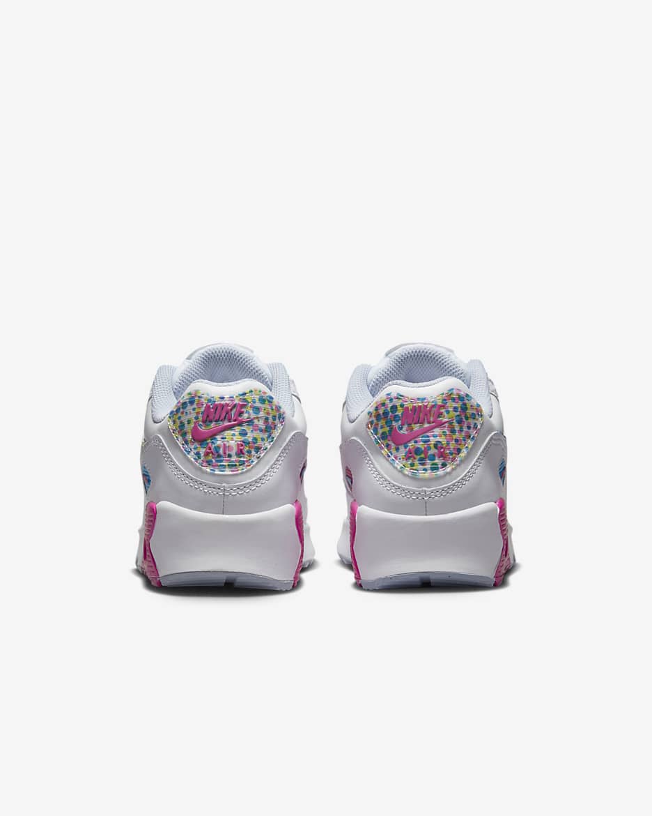 Nike Air Max 90 LTR SE Big Kids' Shoes - White/Active Fuchsia/Blue Lightning/Multi-Color