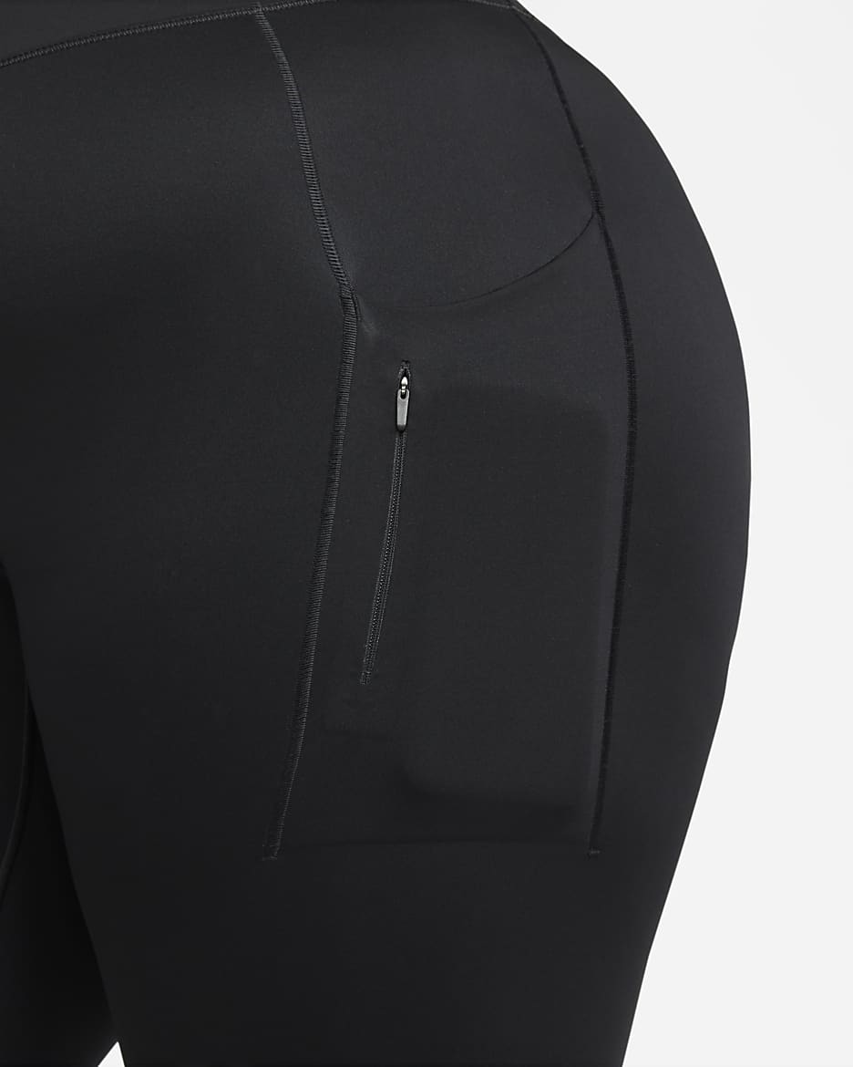 Nike Go Women's Firm-Support High-Waisted 7/8 Leggings with Pockets (Plus Size) - Black/Black