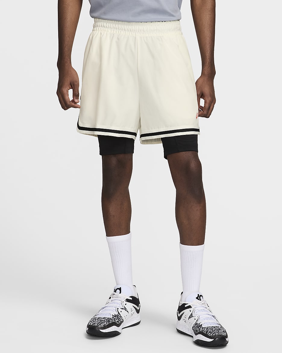 Shorts de básquetbol DNA 2 en 1 de 10 cm para hombre Kevin Durant - Vela/Negro/Arcilla cósmico