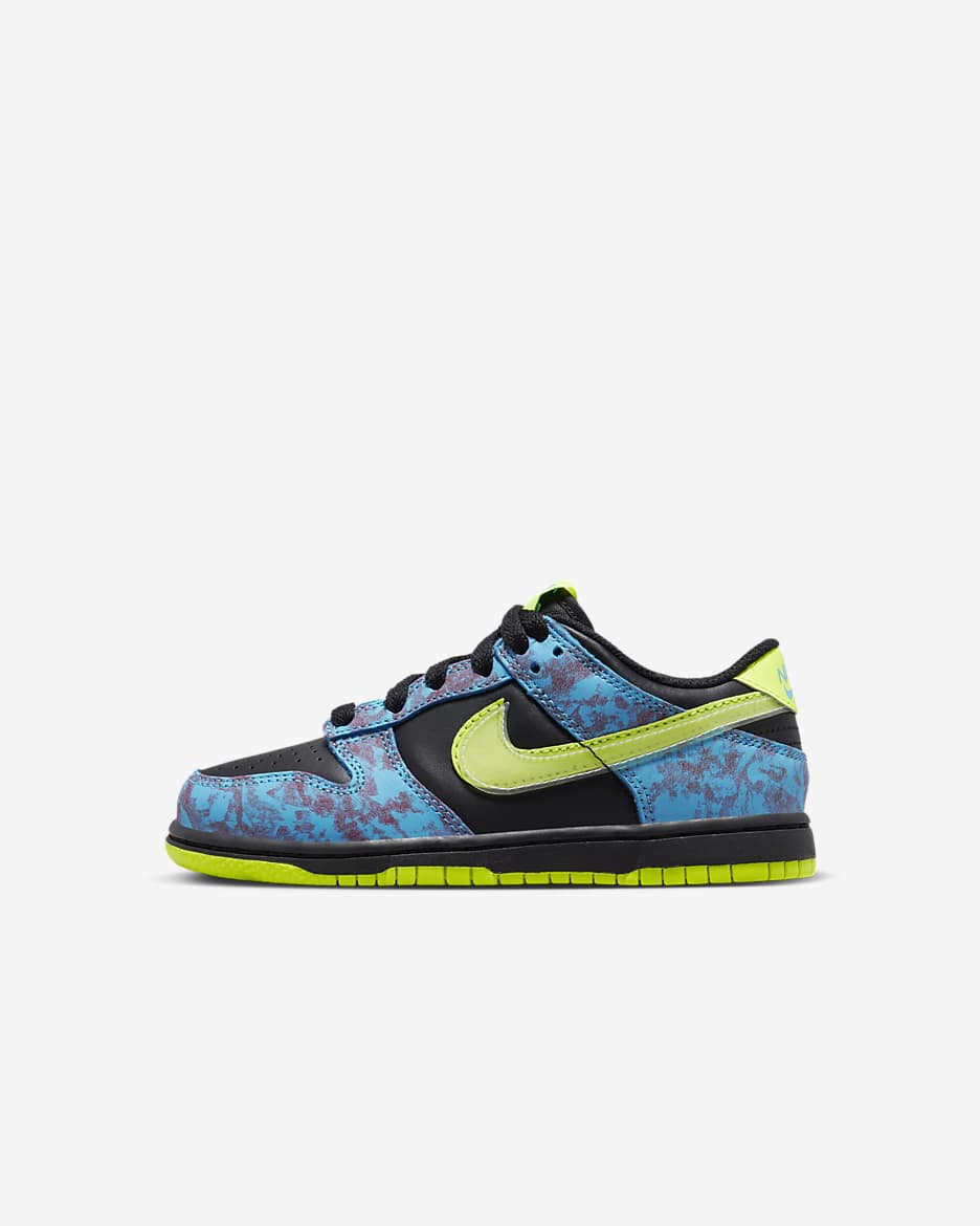 Nike Dunk Low SE Younger Kids' Shoes - Multi-Colour/Black/Baltic Blue/Volt