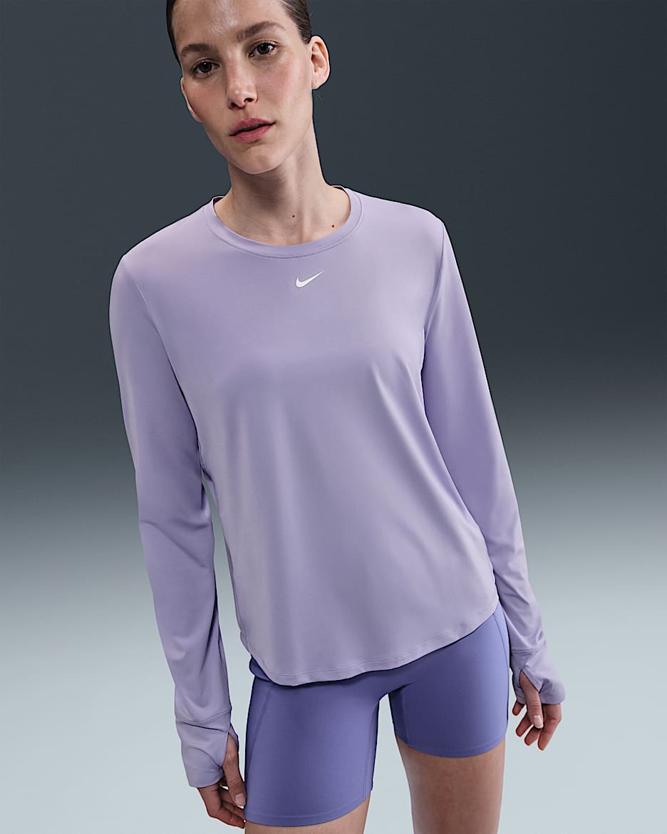 Nike One Classic Camiseta de manga larga Dri-FIT - Mujer - Lilac Ice/Blanco
