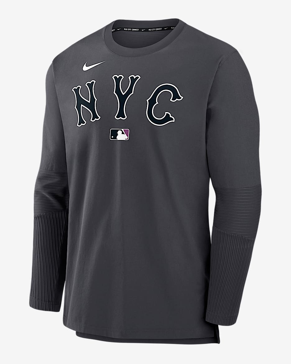 New York Mets Authentic Collection City Connect Player Men's Nike Dri-FIT MLB Pullover Jacket - Anthracite