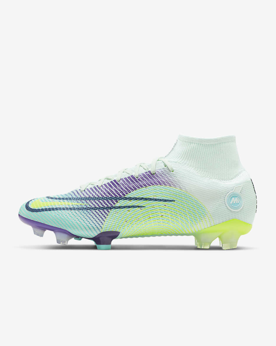 Calzado de fútbol para terreno firme Nike Mercurial Dream Speed Superfly 8 Elite FG - Verde ligero/Morado eléctrico/Verde aurora/Volt