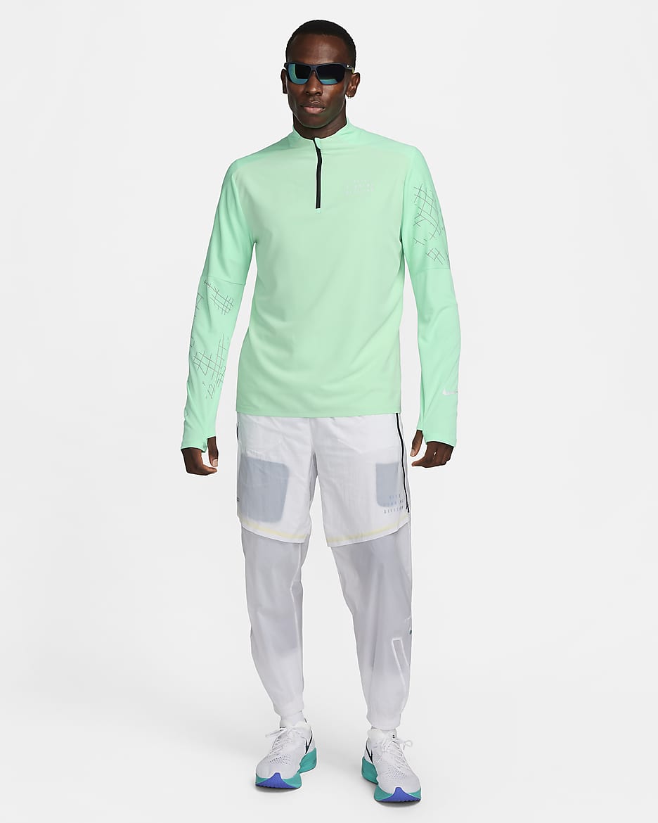 Haut de running Flash à demi-zip Nike Dri-FIT Run Division pour homme - Green Glow