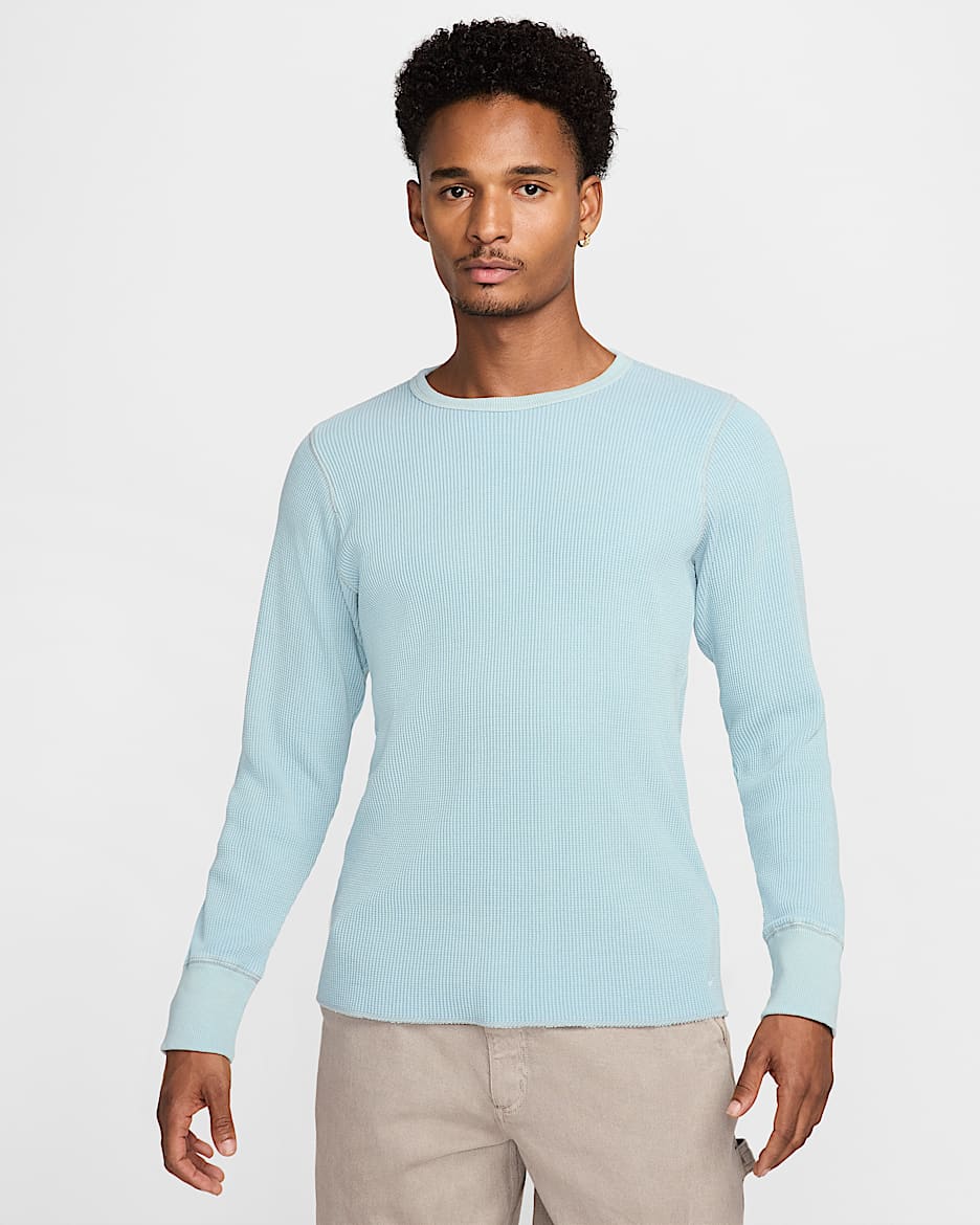 Playera de manga larga y alta densidad con diseño tipo waffle para hombre Nike Life - Azul psíquico/Azul psíquico