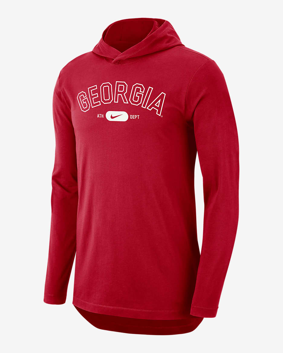 Georgia Men's Nike Dri-FIT College Hooded T-Shirt - University Red/Summit White