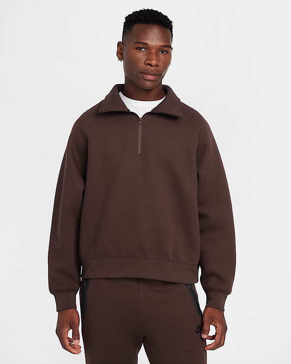 Top de medio cierre de tejido Fleece para hombre Nike Tech - Marrón barroco/Marrón barroco