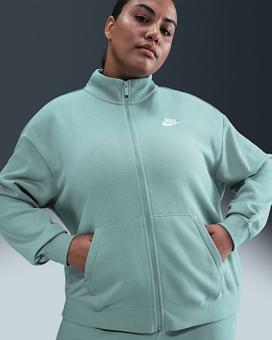 Nike Sportswear Club Fleece Women's Loose Track Jacket (Plus Size) - Cannon/White