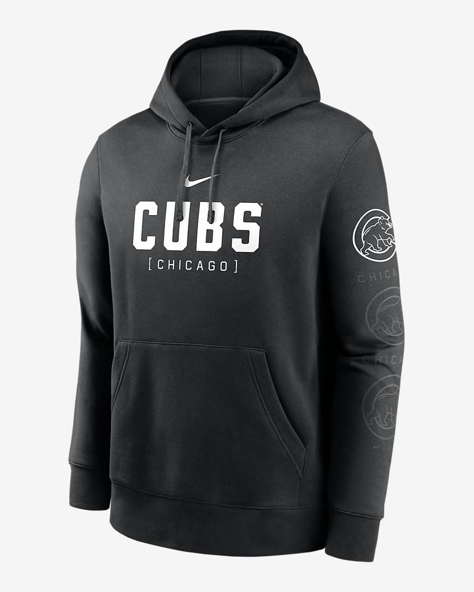 Chicago Cubs Fashion Club Men's Nike MLB Pullover Hoodie - Black