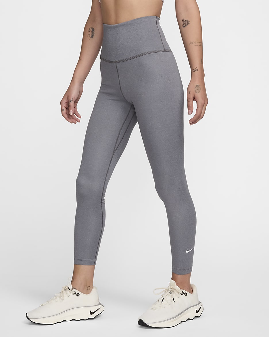 Nike Therma-FIT One 7/8-Leggings mit hohem Bund für Damen - Smoke Grey/Heather/Weiß