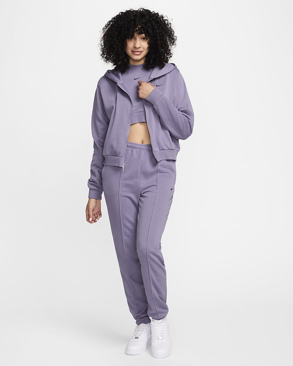 Nike Sportswear Chill Terry Hoddie aus French Terry mit durchgehendem Reißverschluss für Damen - Daybreak/Schwarz