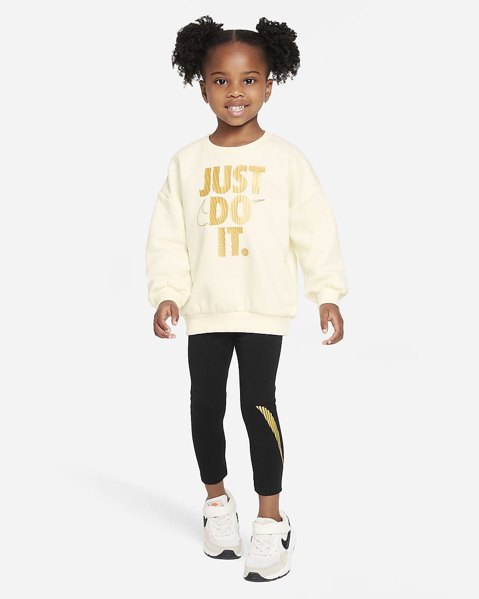Dwuczęściowy zestaw dla maluchów Nike Shine Crew and Leggings Set - Czerń