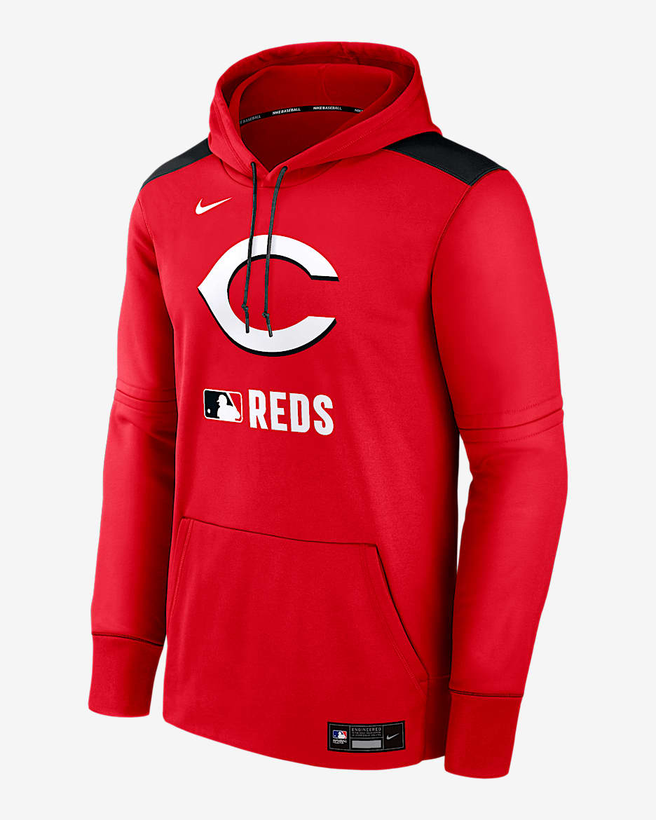 Sudadera con gorro sin cierre Nike Therma de la MLB para hombre Cincinnati Reds Authentic Collection - Rojo