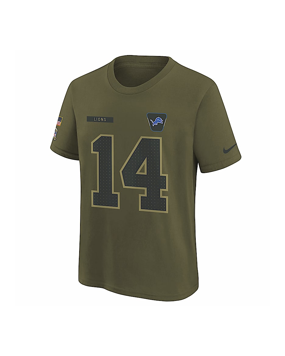 Amon-Ra St. Brown Detroit Lions Salute to Service Big Kids’ Nike NFL T-Shirt - Olive