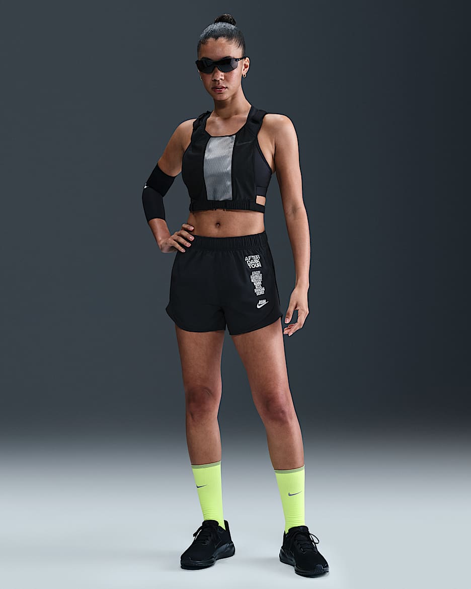 Nike Tempo Women's Dri-FIT Mid-Rise Brief-Lined Running Shorts - Black/Black