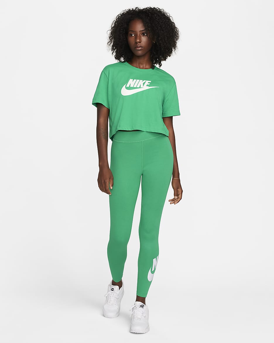 Leggings de cintura alta con gráficos para mujer Nike Sportswear Classics - Verde estadio/Blanco