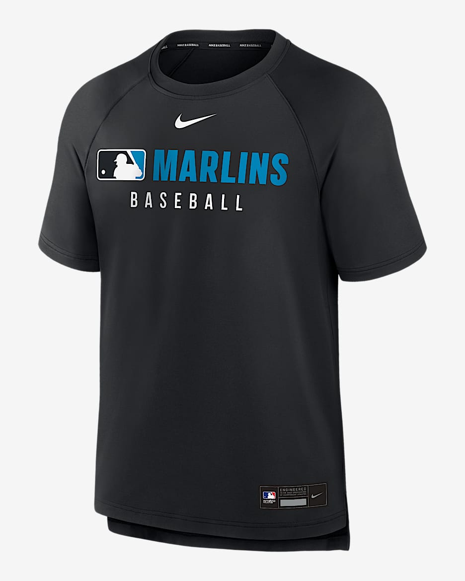 Playera Nike Dri-FIT de la MLB para hombre Miami Marlins Authentic Collection Pregame - Negro