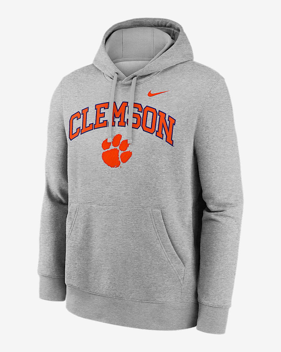 Clemson Arch Men's Nike College Pullover Hoodie - Grey