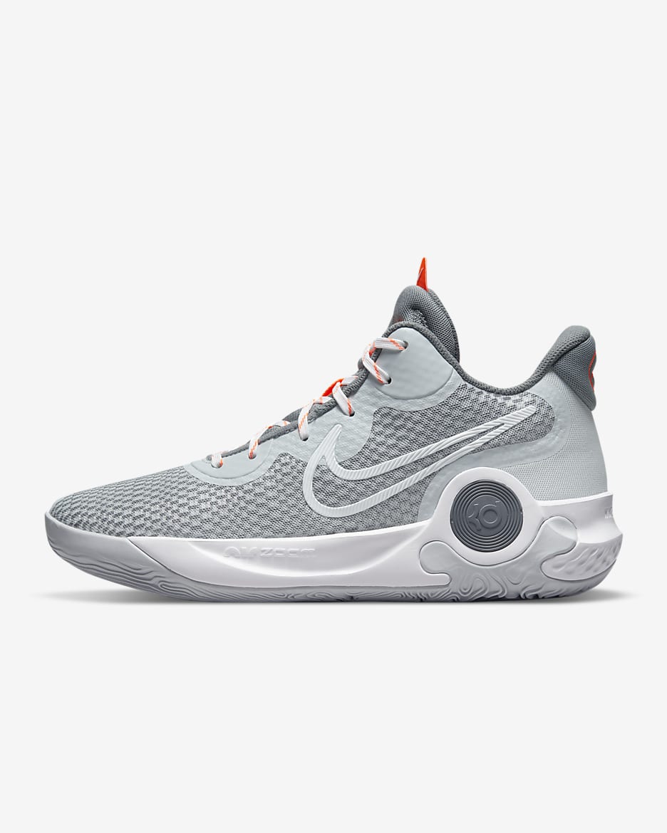 KD Trey 5 IX Basketball Shoes - Pure Platinum/Cool Grey/Total Orange/White