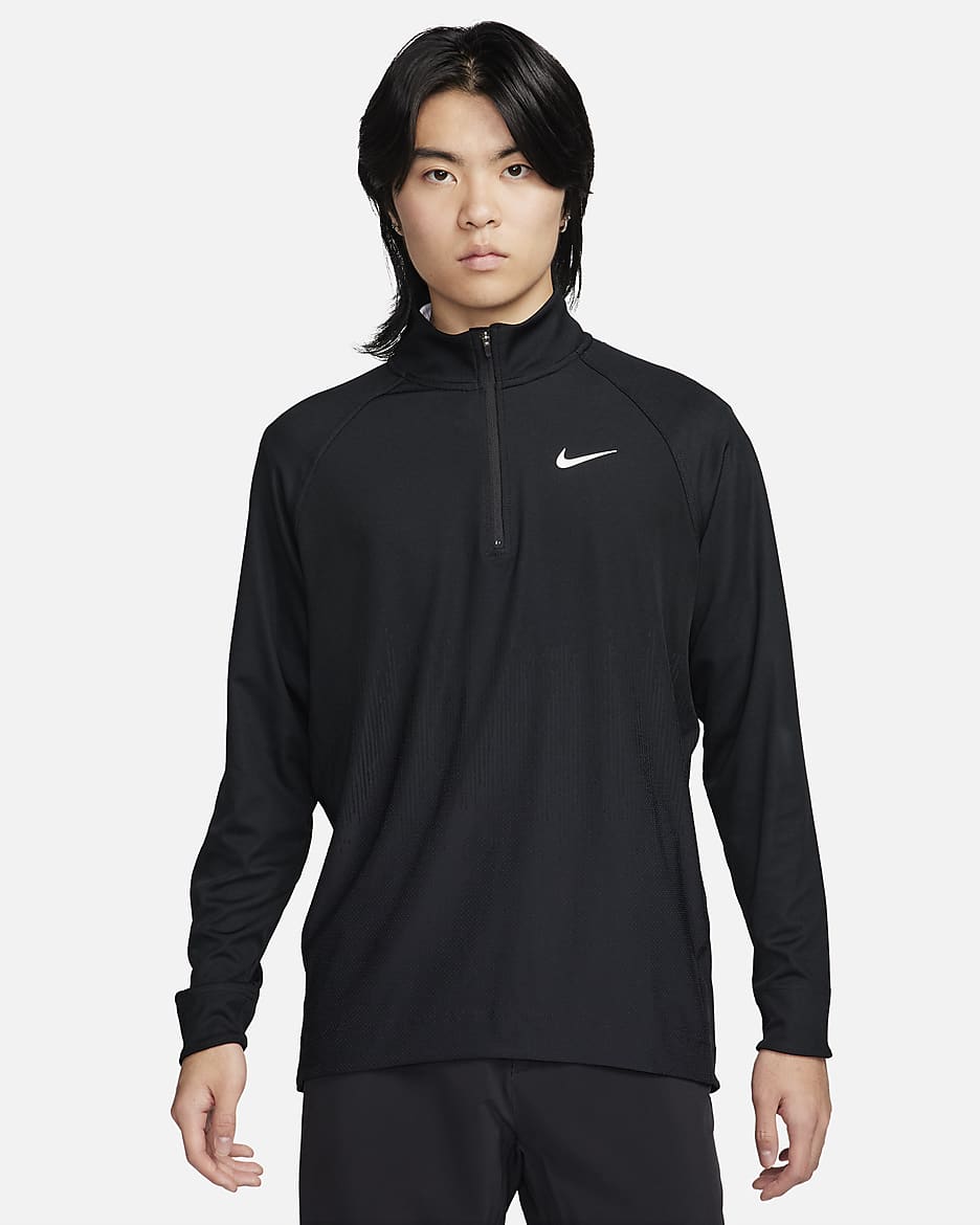 Nike Tour Men's Dri-FIT ADV 1/2-Zip Golf Top - Black/Black/White