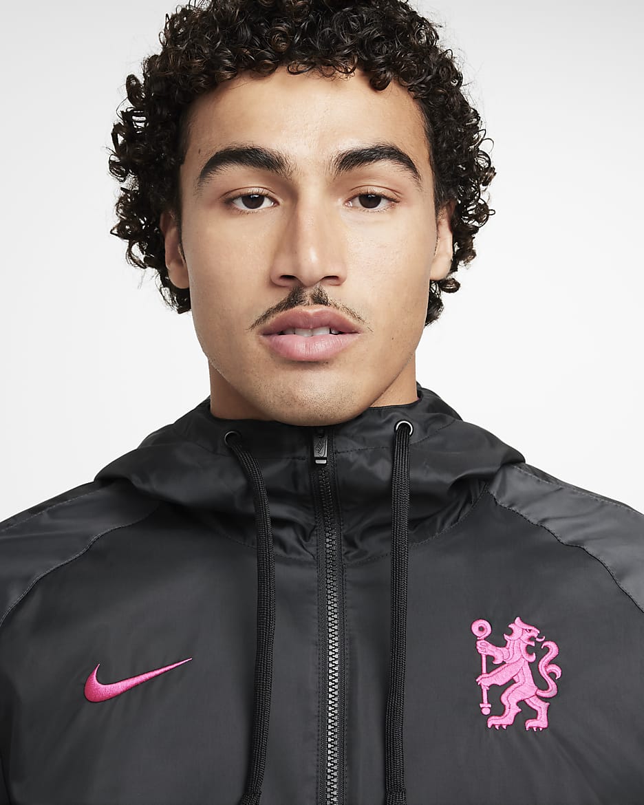 Survêtement tissé à capuche Nike Football Chelsea FC 3e tenue pour homme - Noir/Anthracite/Pink Prime