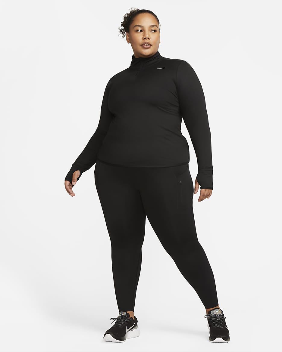 Nike Dri-FIT Swift UV Women's 1/4-Zip Running Top (Plus Size) - Black