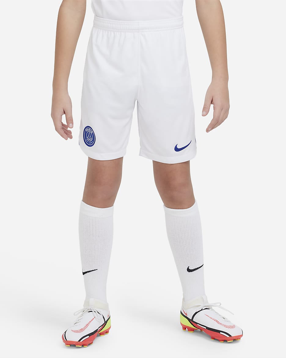 Paris Saint-Germain 2022/23 Stadium Third Big Kids' Nike Dri-FIT Soccer Shorts - White/Old Royal/Old Royal