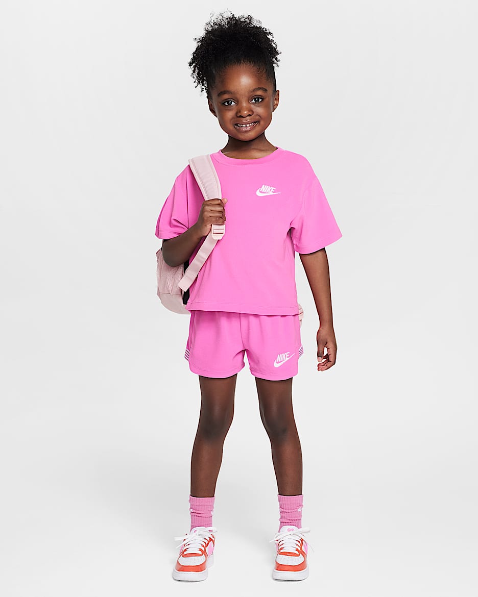 Conjunto de 2 piezas de felpa tipo toalla "Let's Roll" para niños talla pequeña Nike - Rosa alegre