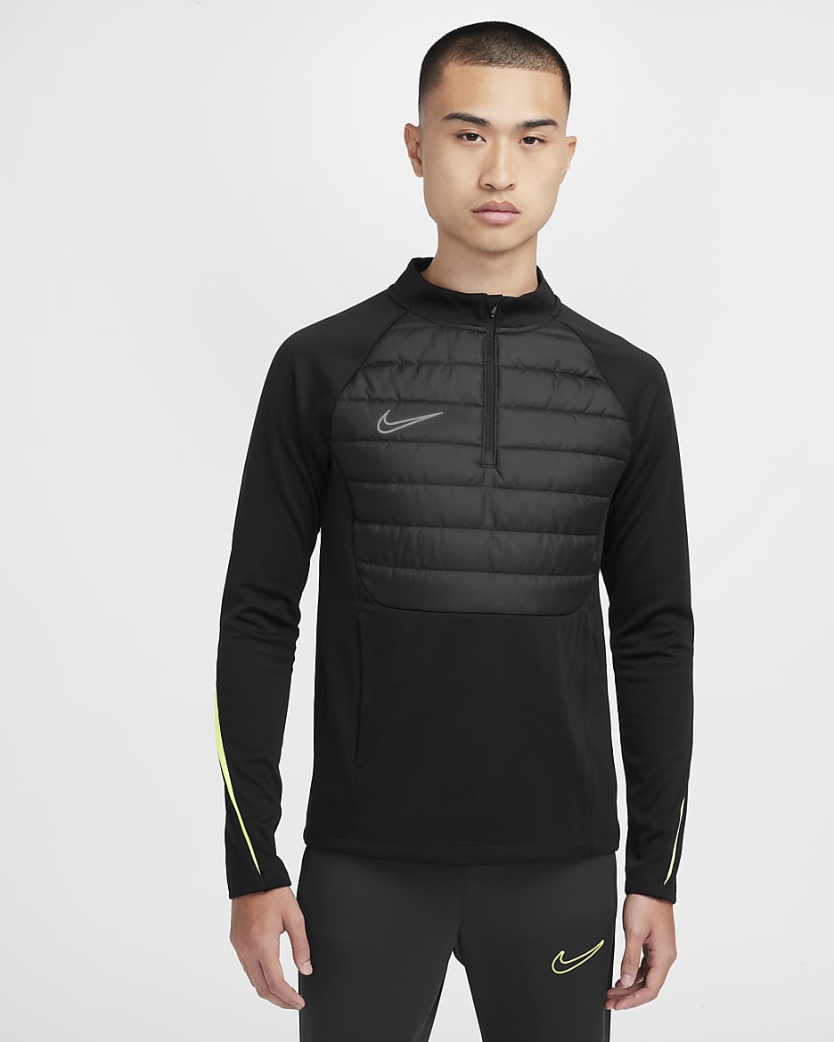 Nike Academy Winter Warrior Men's Therma-FIT 1/2-Zip Soccer Top - Black/Volt