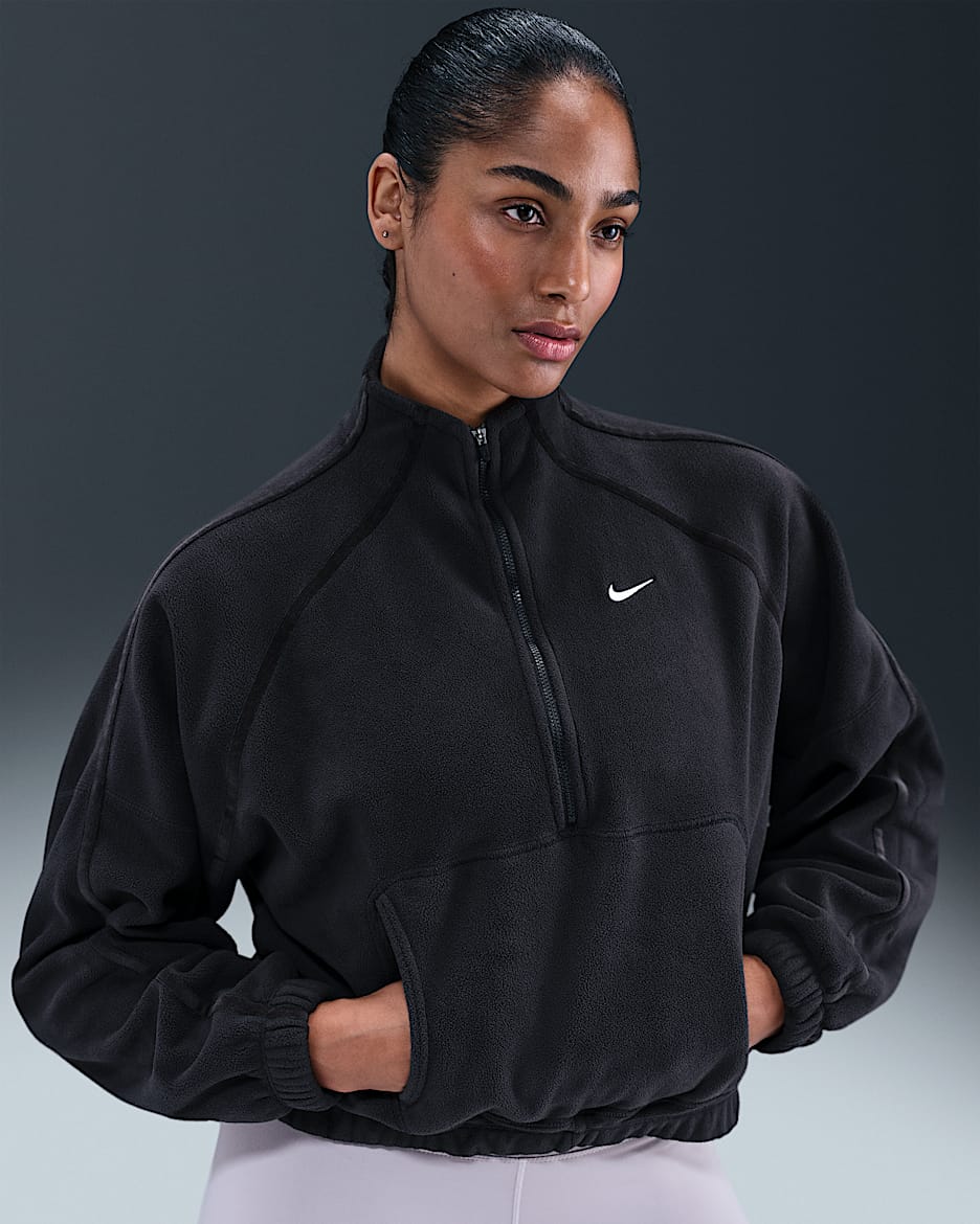 Top con media cremallera Nike One Therma-FIT - Mujer - Negro/Blanco