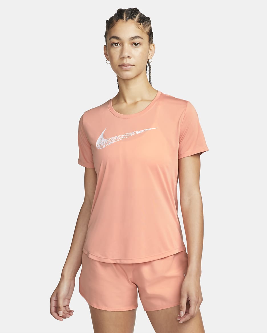 Nike Swoosh Run Women's Short-Sleeve Running Top - Light Madder Root/White