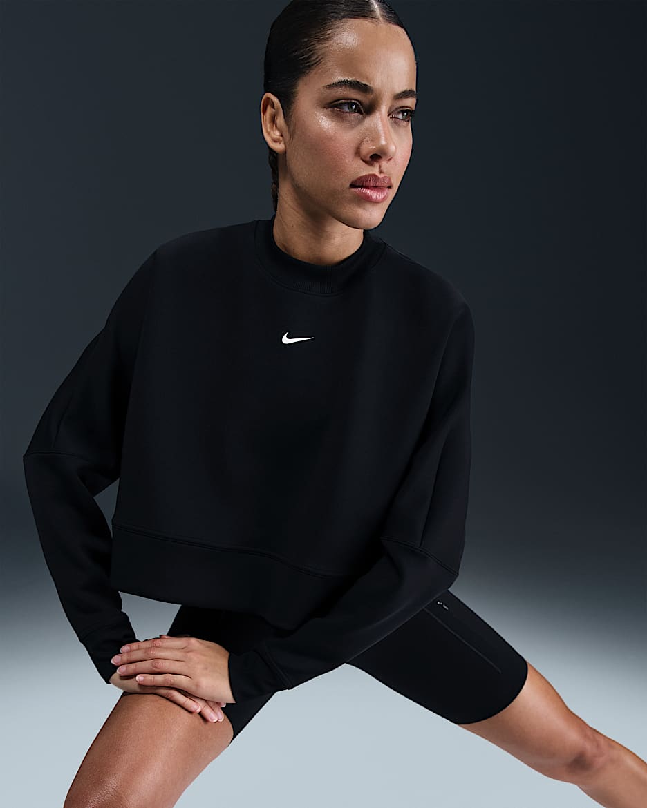 Nike Prima Women's Dri-FIT Oversized Crew-Neck Cropped Top - Black/Cool Grey/White